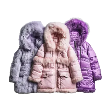 three coats in different colors and sizes