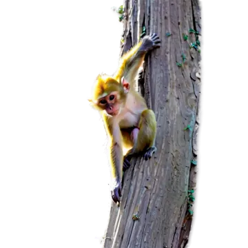 a monkey is climbing on a tree branch