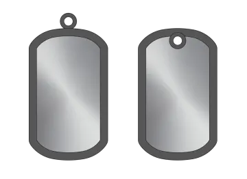 a pair of dog tags on a white background