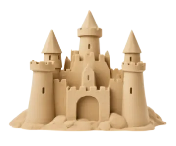 a sand castle on a white background