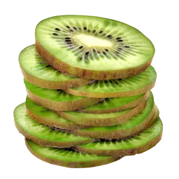 a pile of sliced kipea slices on white background