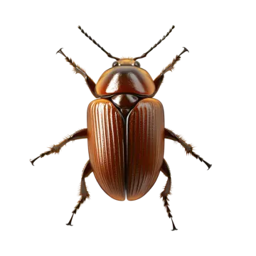 a brown beetle on a white background