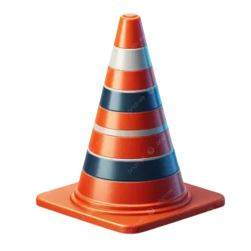 an orange traffic cone on a white background