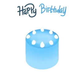 a blue birthday cake with the words happy birthday