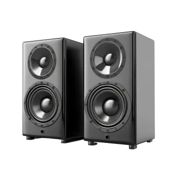 a pair of speakers on a white background