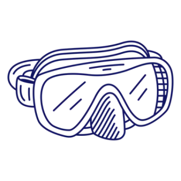 a line drawing of a mask with goggles