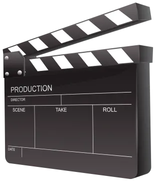 a movie clap with the word production on it