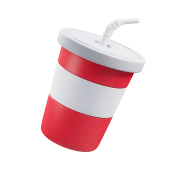 a red and white cup with a straw
