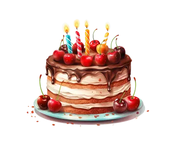 a cake with chocolate and chers on top