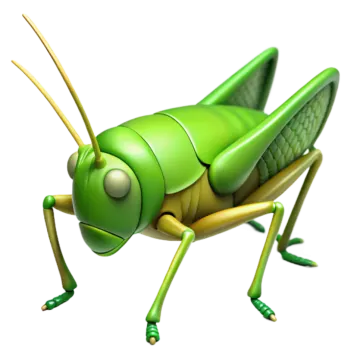a green grasshopper on a white background