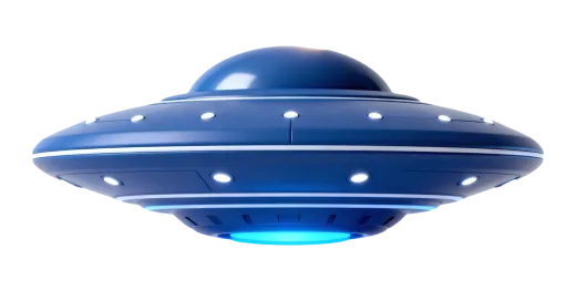 a blue flying object on a white background