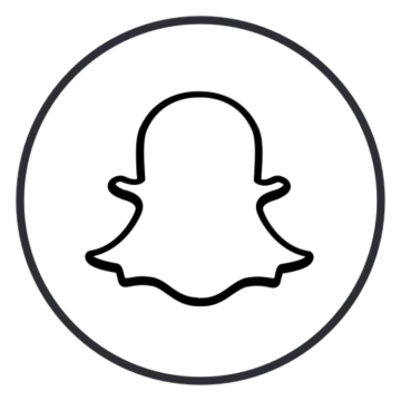 a black and white snap icon in a circle