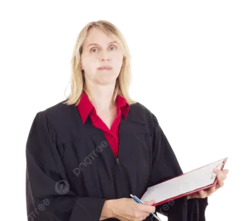 a woman in a graduation gown holding a clipboard