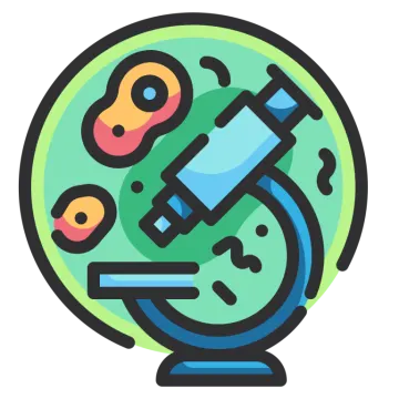 an illustration of a microscope and some other objects