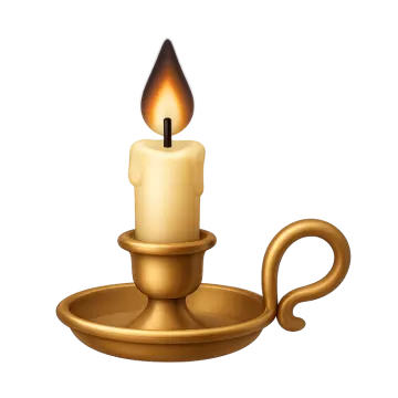 a gold candle with a flame on it