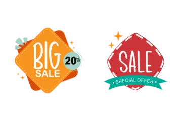 the big sale logo is shown in two colors