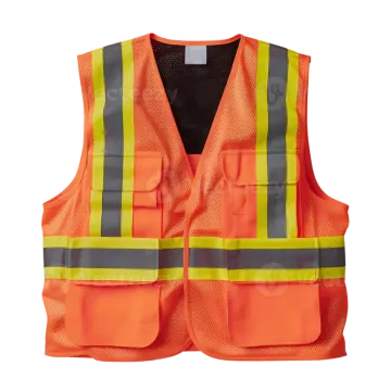 an orange safety vest on a white background