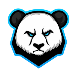 a panda face with blue eyes sticker