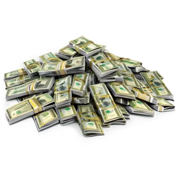 a pile of money on a white background