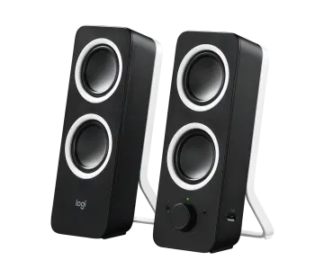 a pair of speakers on a white background