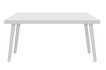 a white table with two legs