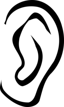 a black and white silhouette of an ear