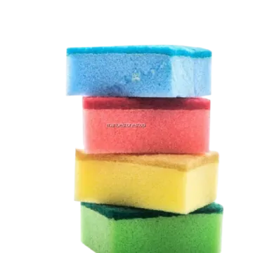 a stack of multi colored sponges