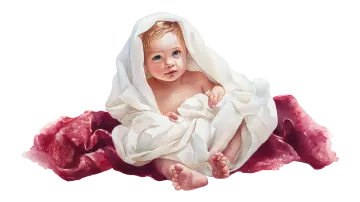a painting of a baby wrapped in a blanket
