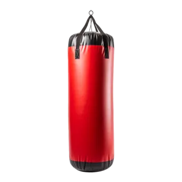 a red punching bag on white background