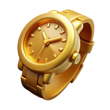 a gold watch on a white background