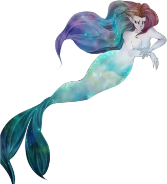 a drawing of a mermaid with long hair