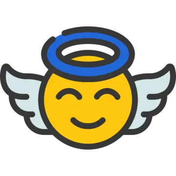 an angel with wings and smiling face