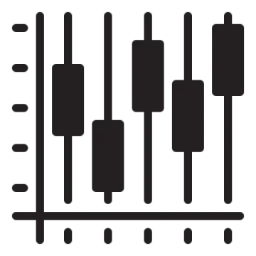 a black and white icon of a bar chart