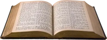 an open book on a white background