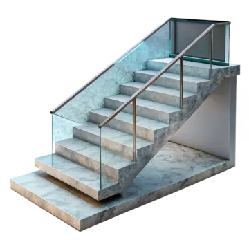 a set of stairs with glass railings