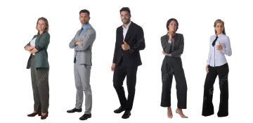 a group of business people standing in line