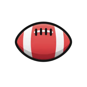 a red and white football ball on a white background
