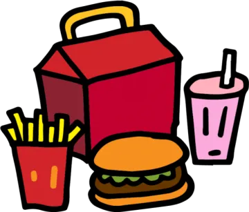 a hamburger and fries clipart