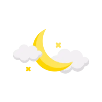a crescent with clouds in the background