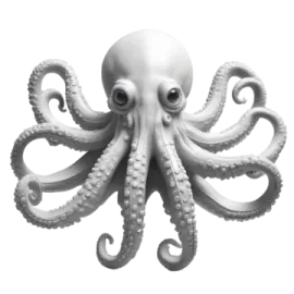 a white octopus with tentacles on it's back