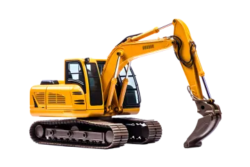 a yellow construction vehicle with a white background