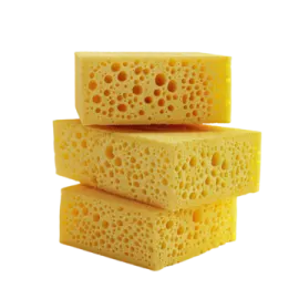 three pieces of cheese stacked on top of each other pieces