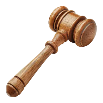 a wooden judge's gave on a white background