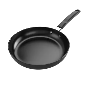 a black frying pan on a white background