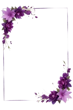 a frame with purple flowers on it