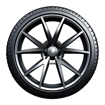 a black wheel on a white background
