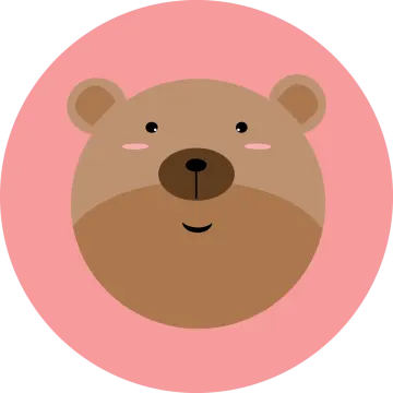 a brown bear in a pink circle