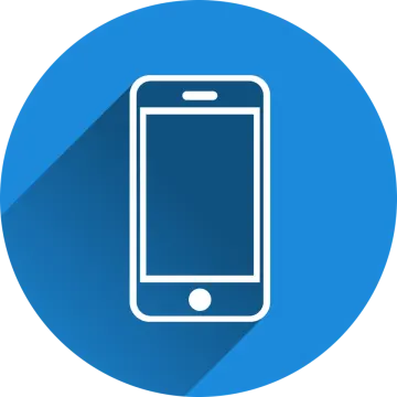 a phone icon with a long shadow