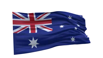 an australian flag flying in the wind