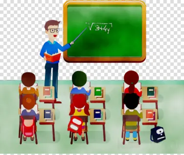 a teacher teaching students at the blackboard, hd png